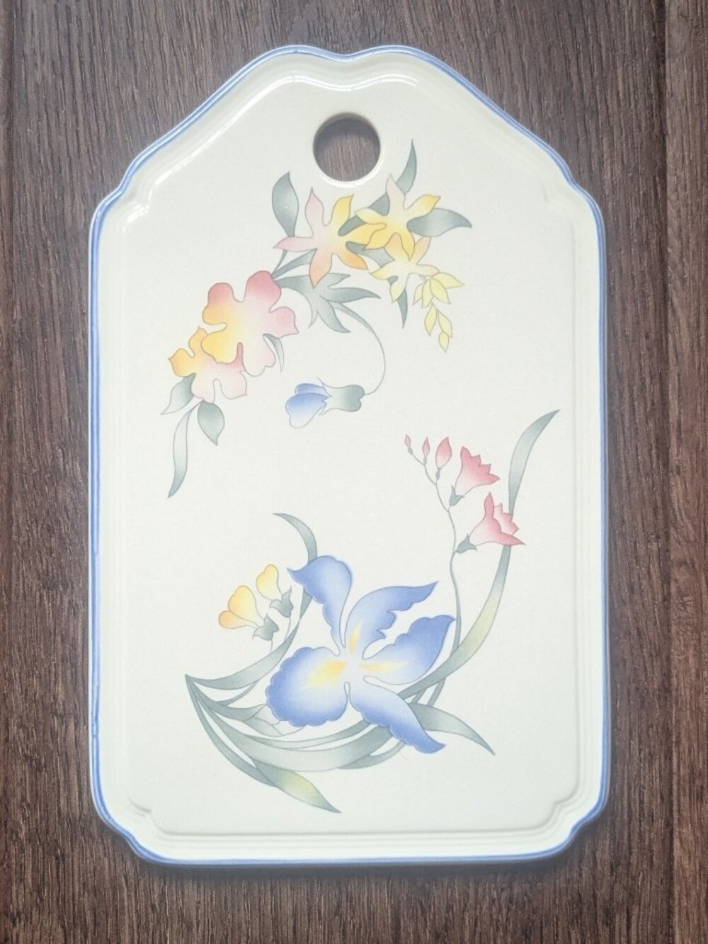 Vintage Villeroy & Boch Riviera Small Cheese Cracker Board Yellow Green Blue